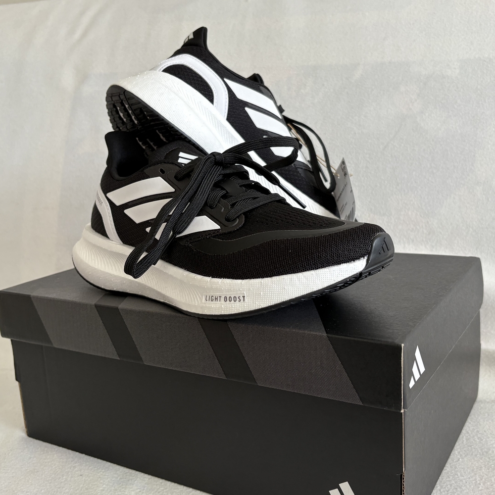 NEW Adidas Lightboost Black and White Running Shoes Size 4.5 Big Kid